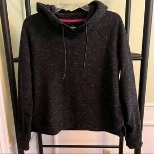 Calvin Klein marled / heathered gray cropped performance hoodie with logo hood